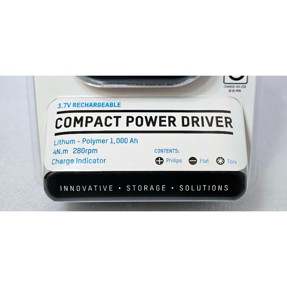 3.7V 280 RPM Cordless Compact Driver Fast USB Rechargeable, w/ Bits & Extender - Picture 4 of 12